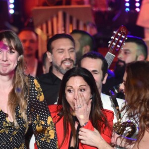 Exclusif - Nana la femme de Patrick Sébastien lors de l'enregistrement de la dernière des "Années Bonheur" présentée par Patrick Sébastien à Saint-Denis le 12 février 2019. Pour les téléspectateurs, P.Sébastien fera ses adieux à l'émission lors de la diffusion le 11 mai 2019. © Giancarlo Gorassini / Bestimage
