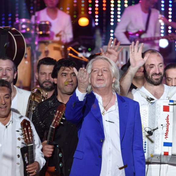 Exclusif - Patrick Sébastien, Chico and the Gypsies lors de l'enregistrement de la dernière des "Années Bonheur" présentée par Patrick Sébastien à Saint-Denis le 12 février 2019. Pour les téléspectateurs, P.Sébastien fera ses adieux à l'émission lors de la diffusion le 11 mai 2019. © Giancarlo Gorassini / Bestimage