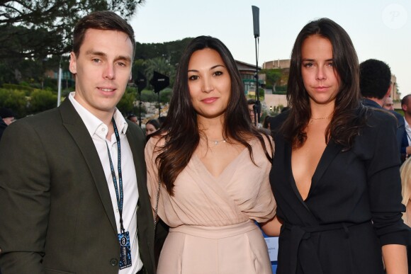 Louis Ducruet, sa fiancée Marie Chevallier et sa soeur Pauline Ducruet lors de la soirée Amber Lounge UNITE Monaco 2018 au profit de la fondation de Jackie Stewart "Race Against Dementia" à l'hôtel Méridien Beach Plaza à Monte-Carlo, Monaco, le 25 mai 2018. © Bruno Bebert/Bestimage