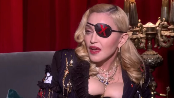 Madonna présente son clip "Medellín" sur MTV à Londres, le 24 avril 2019.