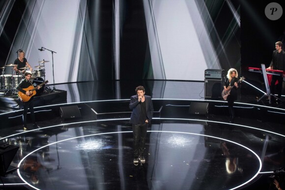 Exclusif - Patrick Bruel - Enregistrement de l'émission "Bon anniversaire Veronique Sanson" qui sera diffusée le 26 Avril 2019 à 21 heures sur France 3. Paris le 8 Avril 2019. Une grande soirée événement avec Véronique Sanson et ses amis. L'émission mettra à l'honneur les grandes dates de la vie de l'artiste. Pour chacune d'entre elles, la chanteuse devra replonger dans ses souvenirs pour retrouver à quel événement de sa vie cette date correspond. Une fois cet événement découvert, une surprise préparée dans le plus grand secret lui sera réservée par ses proches et les artistes qu'elle aime : des chansons en duo et en solo, des sketches inédits, des happenings. © Cyril Moreau / Bestimage