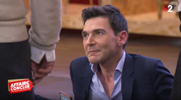 Harold Hessel en plein malaise face à Sophie Davant dans "Affaire conclue" (France 2) mardi 30 avril 2019.