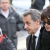 Nicolas Sarkozy, Carla Bruni-Sarkozy - Obsèques de Andrée Sarkozy (mère de N.Sarkozy), dite Dadue née Andrée Mallah, en l'église Saint-Jean-Baptiste à Neuilly-Sur-Seine. Le 18 décembre 2017.