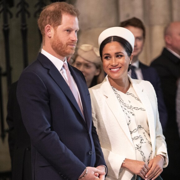 Le prince Harry et Meghan Markle, duchesse de Sussex, lors de la messe de la Journée du Commonwealth à l'abbaye de Westminster à Londres, le 11 mars 2019.