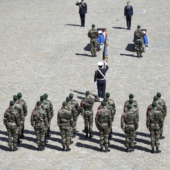 Hommage national en l'honneur de Cédric de Pierrepont et Alain Bertoncello la cour d'honneur des Invalides © Eliot Blondet/Pool/Bestimage