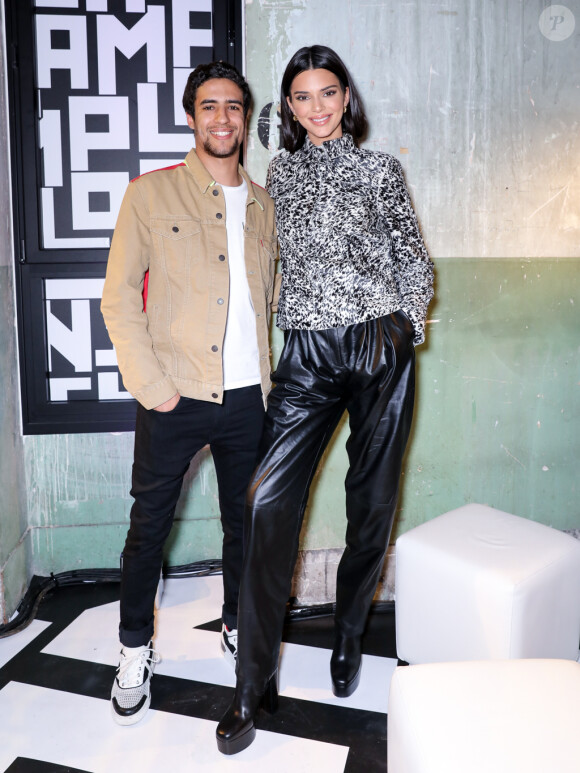 Shaïn Boumédine et Kendall Jenner assistent à la soirée de lancement de la collection LGP de Longchamp au grand magasin Galeries Lafayette Champs-Élysées. Paris, le 14 mai 2019.