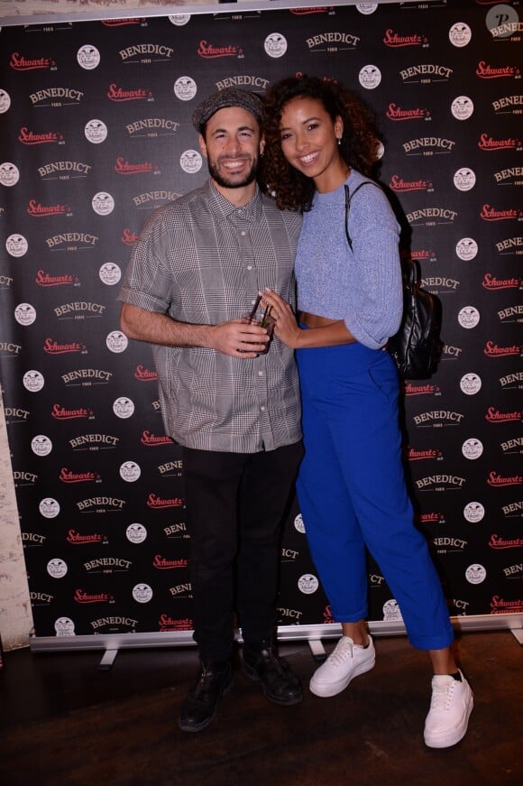 Exclusif - Flora Coquerel (Miss France 2014) et son compagnon Ugo Ciulla lors de la soirée du 10ème anniversaire du restaurant Schwartz's Deli au 7 Avenue d'Eylau dans le 16ème arrondissement de Paris le 27 mai 2019. © Rachid Bellak/Bestimage