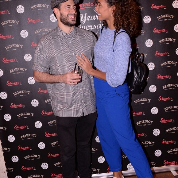 Exclusif - Flora Coquerel (Miss France 2014) et son compagnon Ugo Ciulla lors de la soirée du 10ème anniversaire du restaurant Schwartz's Deli au 7 Avenue d'Eylau dans le 16ème arrondissement de Paris le 27 mai 2019. © Rachid Bellak/Bestimage