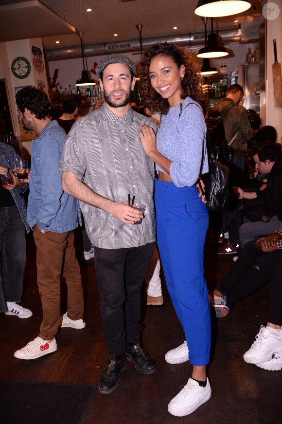Exclusif - Flora Coquerel (Miss France 2014) et son compagnon Ugo Ciulla lors de la soirée du 10ème anniversaire du restaurant Schwartz's Deli au 7 Avenue d'Eylau dans le 16ème arrondissement de Paris le 27 mai 2019. © Rachid Bellak/Bestimage