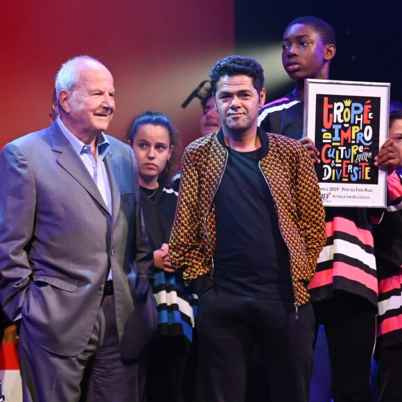 Marc Ladreit de Lacharrière et Jamel Debbouze - Finale du 9e Trophée d'Impro Culture & Diversité, au Théâtre de la Madeleine Paris le 27 mai 2019. © Coadic Guirec / Bestimage