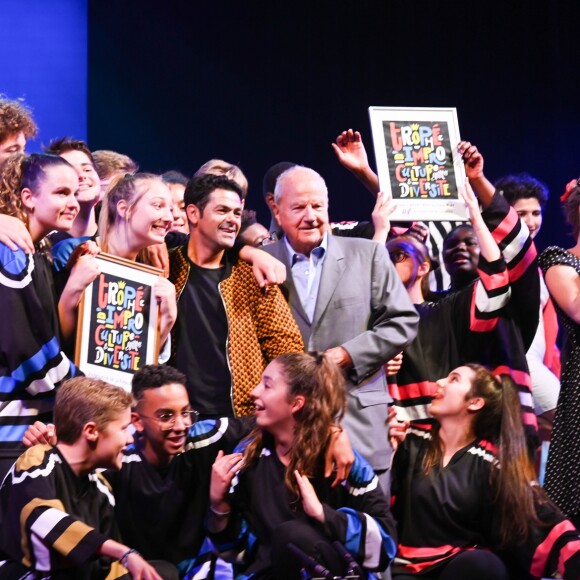 Marc Ladreit de Lacharrière et Jamel Debbouze - Finale du 9e Trophée d'Impro Culture & Diversité, au Théâtre de la Madeleine Paris le 27 mai 2019. © Coadic Guirec / Bestimage