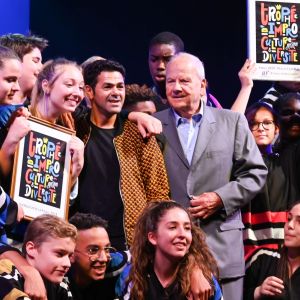 Marc Ladreit de Lacharrière et Jamel Debbouze - Finale du 9e Trophée d'Impro Culture & Diversité, au Théâtre de la Madeleine Paris le 27 mai 2019. © Coadic Guirec / Bestimage