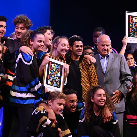 Marc Ladreit de Lacharrière et Jamel Debbouze - Finale du 9e Trophée d'Impro Culture & Diversité, au Théâtre de la Madeleine Paris le 27 mai 2019. © Coadic Guirec / Bestimage