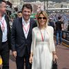 Christian Estrosi et sa femme Laura Tenoudji Estrosi dans les paddocks lors des essais du 77 ème Grand Prix de Formule 1 (F1) de Monaco le 25 Mai 2019. © Bruno Bebert / Bestimage