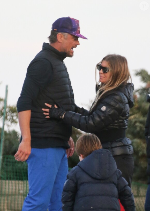 Josh Duhamel retrouve son ex Fergie pour passer la journée avec son fils Axl dans un parc de neige artificiel à Los Angeles. Le 23 février 2019