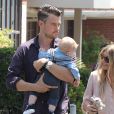 Josh Duhamel et Fergie emmènent leur fils Axl à l'église pour Pâques à Brentwood, le 20 avril 2014