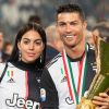 Cristiano Ronaldo, sa compagne Georgina Rodriguez - C. Ronaldo fête en famille le titre de champion d'Italie avec son équipe la Juventus de Turin à Turin le 19 Mai 2019.