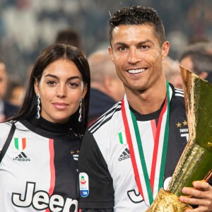Cristiano Ronaldo, sa compagne Georgina Rodriguez - C. Ronaldo fête en famille le titre de champion d'Italie avec son équipe la Juventus de Turin à Turin le 19 Mai 2019.