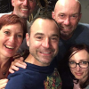 Carole, son compagnon Steve, Raphaël, Sébastien et Emilie - Les candidats de la saison 12 de "L'amour est dans le pré", diffusée en 2017, se retrouvent pour le tournage d'un numéro de "Que sont-ils devenus ?", tourné à Paris en juin 2019.