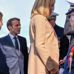 Emmanuel Macron, président de la République Française lors de l'hommage rendu aux 177 français du Commando Kieffer lors du 75ème anniversaire du Débarquement à Colleville-Montgomery. Hommage rendu en présence des anciens vétérans, notamment Léon Gautier, l'un des derniers vétérans vivants du commando Kieffer, de Florence Parly, ministre des Armées, et de la Première dame Brigitte Macron. Colleville-Montgomery, le 6 juin 2019.