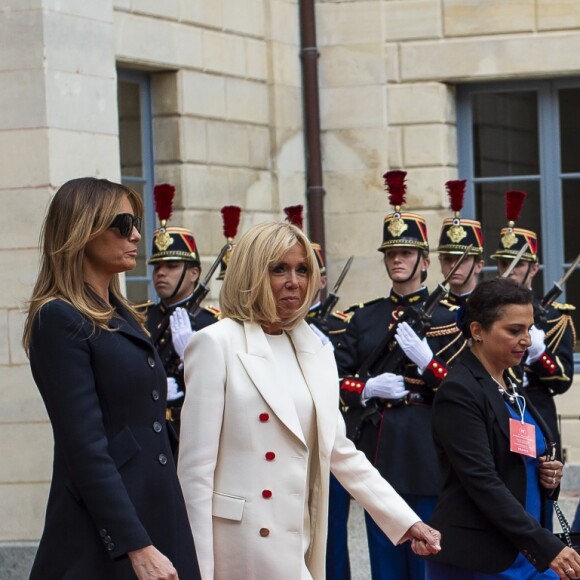 Melania Trump, la première dame Brigitte Macron - 75ème anniversaire du débarquement - Entretien entre le président Donald Trump et le président Emmanuel Macron à la préfecture de Caen le 6 juin 2019. © Eliot Blondet / pool / Bestimage