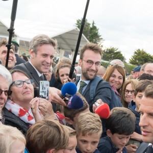 Le président Emmanuel Macron, Brigitte Macron lors de l'hommage aux 177 commandos Kieffer lors du 75ème anniversaire du débarquement à Colleville-Montgomery le 6 juin 2019. © Jacques Witt / Pool / Bestimage