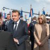 Le président Emmanuel Macron, la première dame Brigitte Macron lors de l'hommage aux 177 commandos Kieffer lors du 75ème anniversaire du débarquement à Colleville-Montgomery le 6 juin 2019. © Jacques Witt / Pool / Bestimage