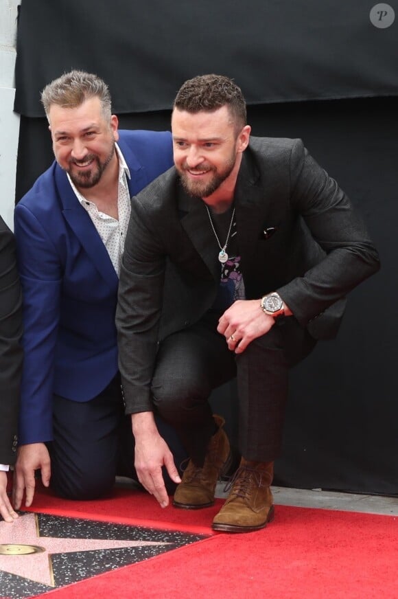 Joey Fatone, Justin Timberlake - Les membres du groupe NSYNC reçoivent leur étoile sur le Walk of Fame à Hollywood le 30 avril 2018.