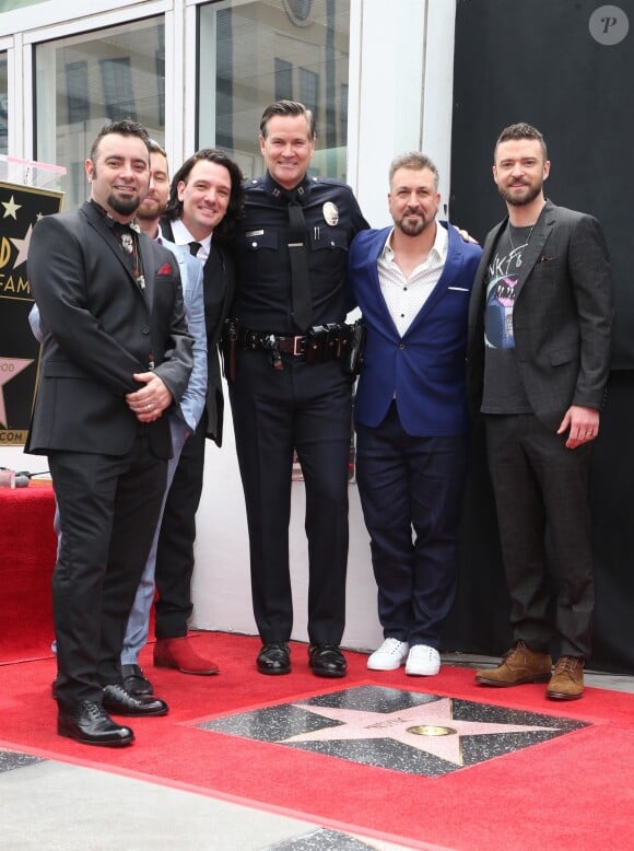 Justin Timberlake, JC Chasez, Chris Kirkpatrick, Joey Fatone, Lance Bass - Les membres du groupe NSYNC reçoivent leur étoile sur le Walk of Fame à Hollywood le 30 avril 2018.