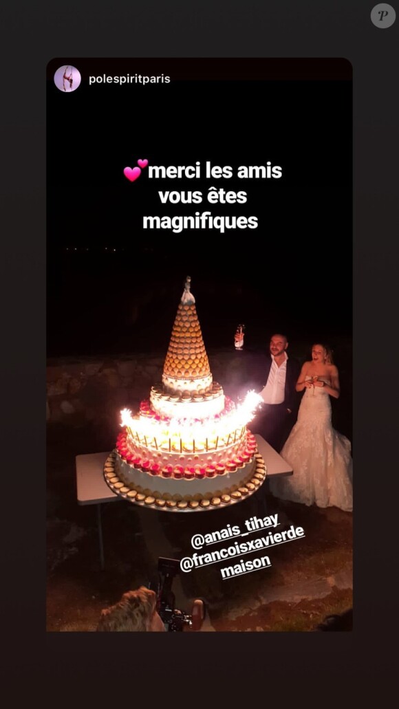 Image de la story Instagram d'Anaïs Tihay lors de son mariage avec François-Xavier Demaison, le 7 juin 2019 au château de Valmy dans les Pyrénées-Orientales.