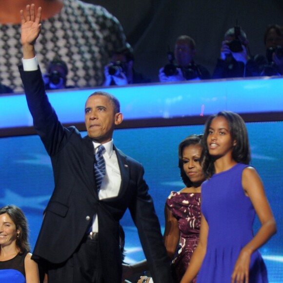 Barack Obama et sa famille, le 6 septembre 2012 à Charlotte (USA).