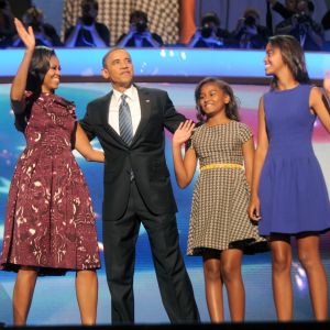 Barack Obama et sa famille, le 6 septembre 2012 à Charlotte (USA).
