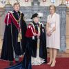Le roi Willem-Alexander et la reine Maxima des Pays-Bas avec la reine Elizabeth II le 17 juin 2019 au château de Windsor lors des cérémonies de l'ordre de la Jarretière, qui compte le roi Felipe VI d'Espagne et le roi Willem-Alexander des Pays-Bas comme nouveaux chevaliers "étrangers" (surnuméraires).