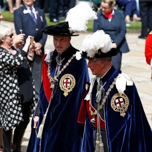 Le prince William et le prince Charles le 17 juin 2019 au château de Windsor lors des cérémonies de l'ordre de la Jarretière, qui compte le roi Felipe VI d'Espagne et le roi Willem-Alexander des Pays-Bas comme nouveaux chevaliers "étrangers" (surnuméraires).