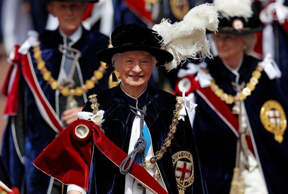 Mary Peters le 17 juin 2019 au château de Windsor lors des cérémonies de l'ordre de la Jarretière, qui compte le roi Felipe VI d'Espagne et le roi Willem-Alexander des Pays-Bas comme nouveaux chevaliers "étrangers" (surnuméraires).