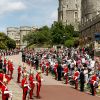 Image, le 17 juin 2019 au château de Windsor, des cérémonies de l'ordre de la Jarretière, qui compte le roi Felipe VI d'Espagne et le roi Willem-Alexander des Pays-Bas comme nouveaux chevaliers "étrangers" (surnuméraires).