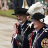 Le roi Felipe VI d'Espagne et le roi Willem-Alexander des Pays-Bas le 17 juin 2019 au château de Windsor lors des cérémonies de l'ordre de la Jarretière, qui compte le roi Felipe VI d'Espagne et le roi Willem-Alexander des Pays-Bas comme nouveaux chevaliers "étrangers" (surnuméraires).