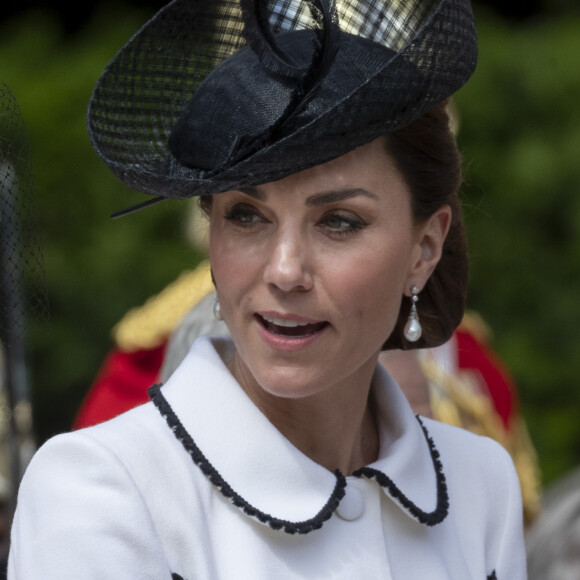 Catherine (Kate) Middleton, duchesse de Cambridge, lors de la cérémonie annuelle de l'Ordre de la Jarretière (Garter Service) au château de Windsor. 17/06/2019
