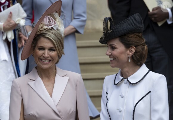 La reine Maxima des Pays-Bas, Catherine (Kate) Middleton, duchesse de Cambridge, lors de la cérémonie annuelle de l'Ordre de la Jarretière (Garter Service) au château de Windsor. 17/06/2019 - Windsor