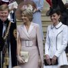 Le roi Willem-Alexander et la reine Maxima des Pays-Bas, Catherine (Kate) Middleton, duchesse de Cambridge, lors de la cérémonie annuelle de l'Ordre de la Jarretière (Garter Service) au château de Windsor - Windsor