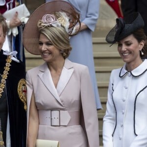 Le roi Willem-Alexander et la reine Maxima des Pays-Bas, Catherine (Kate) Middleton, duchesse de Cambridge, lors de la cérémonie annuelle de l'Ordre de la Jarretière (Garter Service) au château de Windsor - Windsor