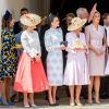 La reine Letizia d'Espagne, Sophie Rhys-Jones, comtesse de Wessex, Camilla Parker Bowles, duchesse de Cornouailles, la reine Maxima des Pays-Bas, Catherine (Kate) Middleton, duchesse de Cambridge, lors de la cérémonie annuelle de l'Ordre de la Jarretière (Garter Service) au château de Windsor. 17/06/2019 - Windsor