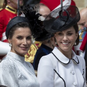 La reine Letizia d'Espagne, Catherine (Kate) Middleton, duchesse de Cambridge, lors de la cérémonie annuelle de l'Ordre de la Jarretière (Garter Service) au château de Windsor. 17/06/2019 - Windsor