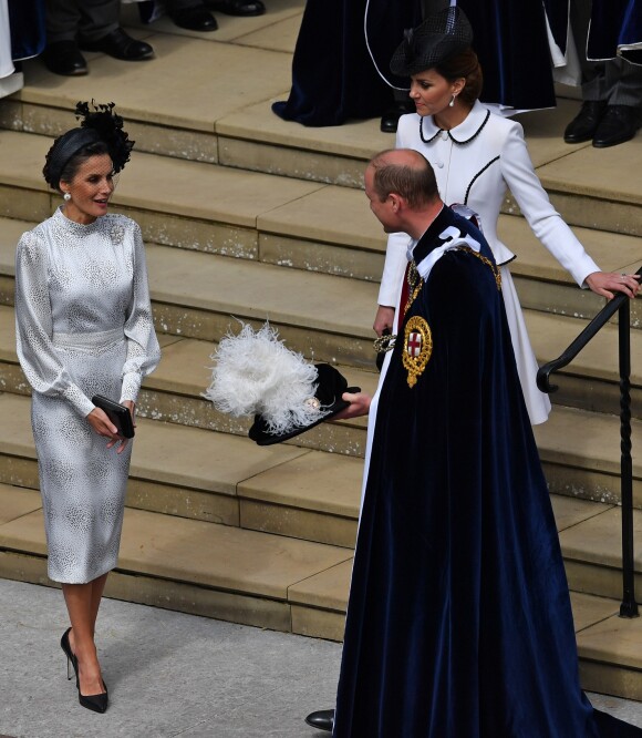 Catherine (Kate) Middleton, duchesse de Cambridge, la reine Letizia d'Espagne, le prince William, duc de Cambridge - Le service de la Jarretière (the Garter service) à la chapelle St Georges à Windsor le 17 Juin 2019.