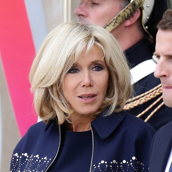 Brigitte Macron (Trogneux) et le président, Emmanuel Macron - Le président de la République française a reçu les membres de la délégation française de Paris2024 ainsi que ses deux prédécesseurs au palais de l'Elysée à Paris, France, le 16 septembre 2017. © Stéphane Lemouton/Bestimage