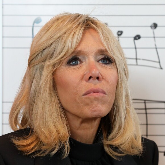 La Première Dame Brigitte Macron (Trogneux) visite l'école d'art "Duke Ellington School of the Arts" (école des arts du spectacle) à Washington, The District, Etats-Unis, le 25 avril 2018. © Dominique Jacovides/Bestimage