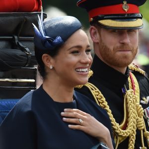 Le prince Harry, duc de Sussex, et Meghan Markle, duchesse de Sussex, première apparition publique de la duchesse depuis la naissance du bébé royal Archie lors de la parade Trooping the Colour 2019, célébrant le 93ème anniversaire de la reine Elisabeth II, au palais de Buckingham, Londres, le 8 juin 2019.