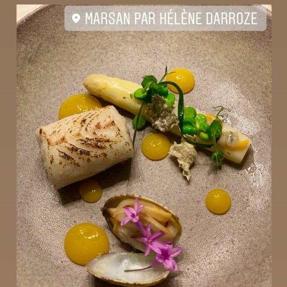 Image du dîner de Laeticia Hallyday, ses filles Jade et Joy et leur parrain Jean Reno au restaurant Marsan d'Hélène Darroze, en juin 2019 à Paris.