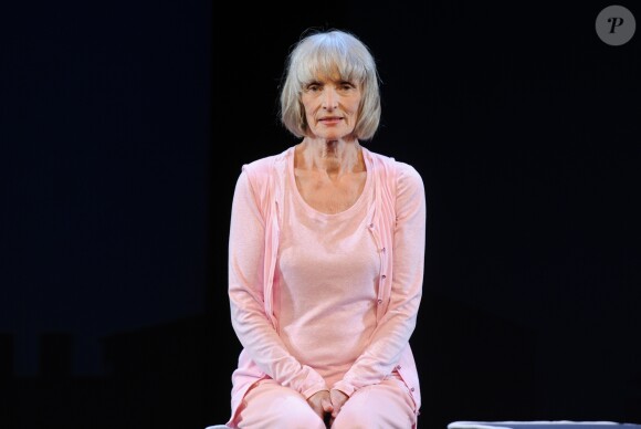 Edith Scob lors du filage de la pièce "Les Filles..." au Théâtre Montparnasse à Paris, le 6 mars 2015, une pièce de l'auteur Stéphane Guérin et mise en scène Jean-Paul Muel.