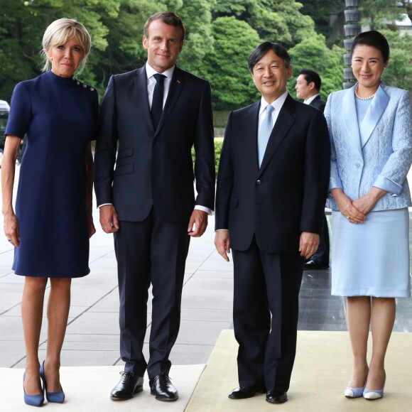 L'empereur du Japon Naruhito, l'impératrice du Japon Masako, le président de la République française Emmanuel Macron et sa femme la Première Dame Brigitte Macron - L'empereur du Japon et l'impératrice du Japon reçoivent le président de la République française et sa femme la Première Dame au palais impérial de Tokyo, Japon, le 27 juin 2019. © Dominique Jacovides/Bestimage